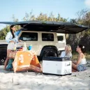 Evakool 65L Down Under4 > 4wd Lights and Camping Online Store Evakool 65L Down Under II Dual Zone Fridge Freezer at beach campsite