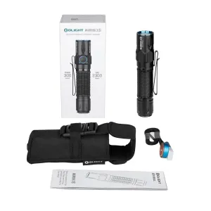 Olight Warrior 3S rechargeable LED torch kit with holster, magnetic charger and user manual
