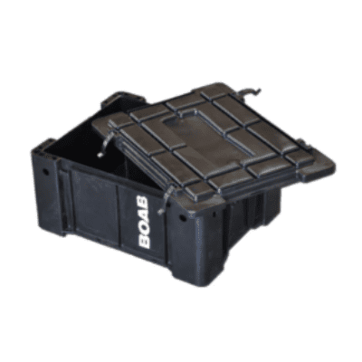 Boab Wolfpack Storage Box standard and high-lid models stacked for 4WD and camping storage