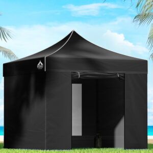 Pop up gazebo with walls Instahut 3x3m 500D black marquee tent enclosed panels