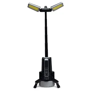 Rechargeable Camping Light with telescopic stand and adjustable LED floodlights for campsite lighting