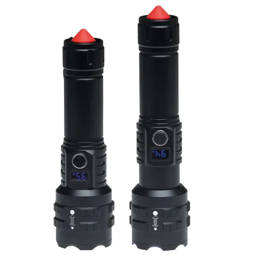 Ion Grit LuminaPro Torch Adjustable Zoom Beam > 4wd Lights and Camping Online Store Ion Grit LuminaPro Torch showing adjustable telescopic zoom with digital battery display and 1200 lumen LED output.
