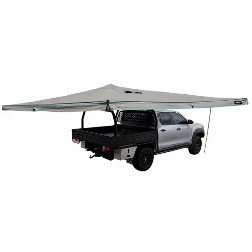 Stormchaser 30 second awning1 > 4wd Lights and Camping Online Store STORMCHASER 30 Sec Awning 270° Driver Side mounted on a 4WD touring ute