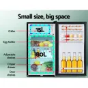 The Glacio 95L Portable Upright Fridge Freezer features a compact design with a spacious interior. This image shows the external dimensions, internal measurements and included 12V, 24V and 240V power cables and adaptor for easy installation in caravans, campers, boats and 4WDs. > 4wd Lights and Camping Online Store Glacio 95L portable upright fridge freezer with 80L fridge, 15L chiller, adjustable shelves and crisper drawer
