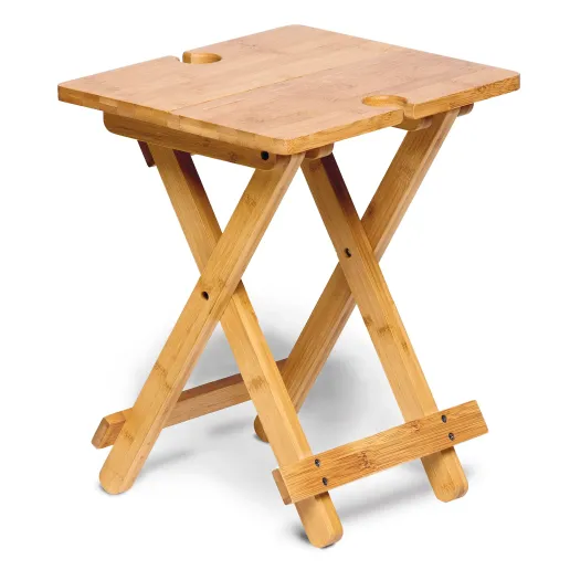 Portable Picnic Table with Wine Glass Holders made from FSC certified bamboo