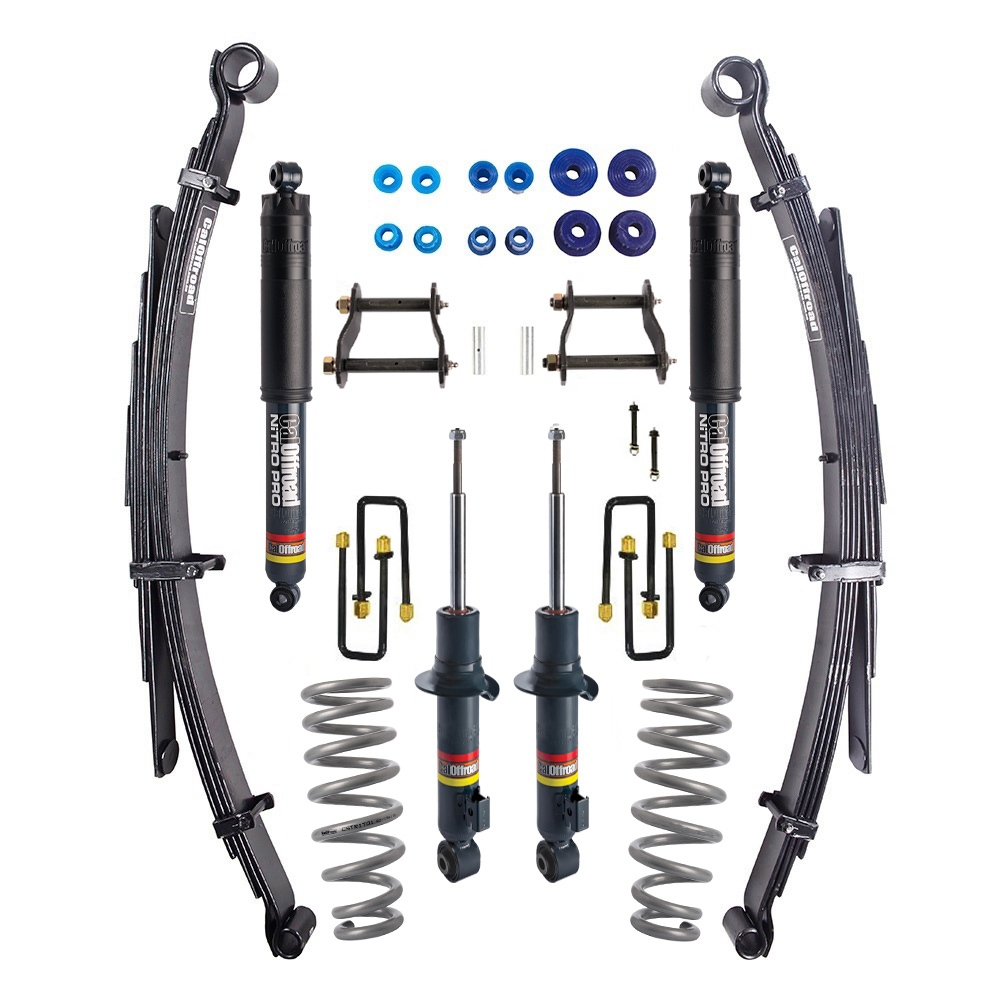 CalOffroad Nitro Pro Series 4x4 Lift Kit for Mitsubishi Triton MQ MR with 2 inch lift, shocks, coils, and leaf springs.
