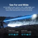 Olight Javelot Turbo 2 producing a 1500-metre long-range beam at night
