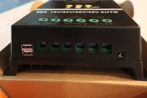 Smart solar charge controller with LCD screen supporting 12V, 24V, 36V and 48V systems.
