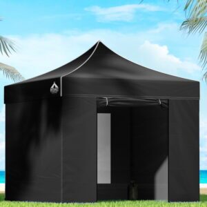 Pop up gazebo with walls Instahut 3x3m 500D black marquee tent enclosed panels