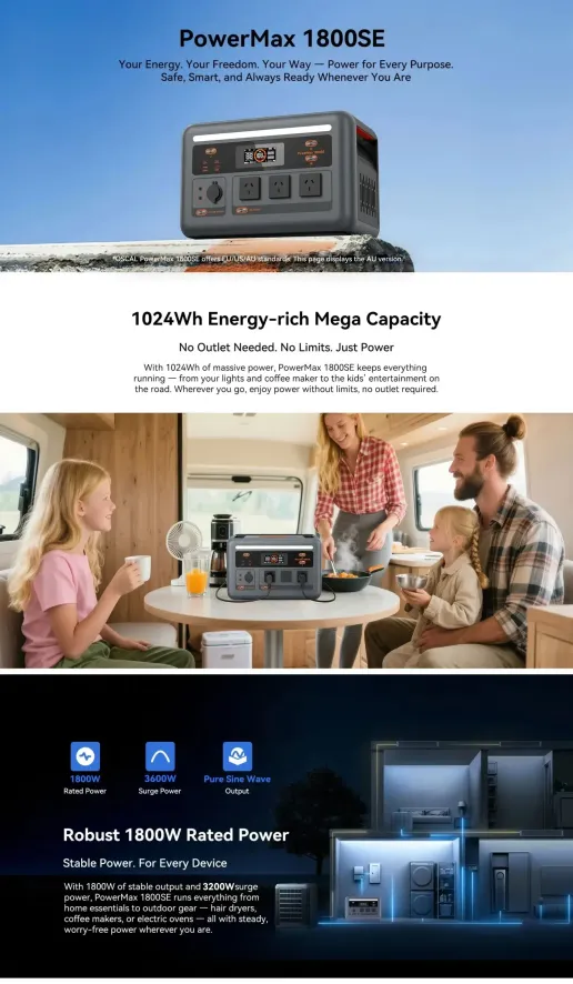 OSCAL PORTABLE POWER STATION 1800 WATTS SOLAR CHARGABLE AND AC CHARGABLE