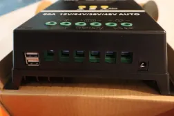 Smart solar charge controller with LCD screen supporting 12V, 24V, 36V and 48V systems.