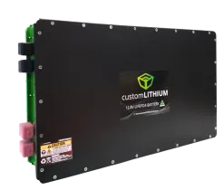 Custom Lithium Ultra Slim XL Battery 920Ah with black enclosure and covered terminals