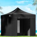 Pop Up Gazebo > 4wd Lights and Camping Online Store Pop up gazebo with walls Instahut 3x3m 500D black marquee tent enclosed panels
