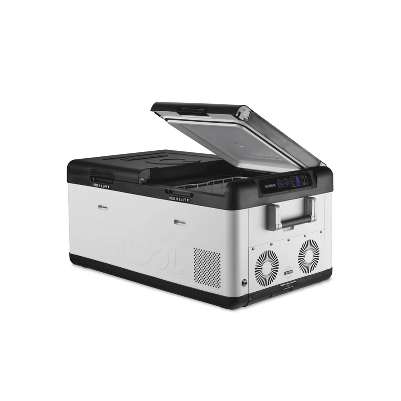 Evakool 80L Down Under1 > 4wd Lights and Camping Online Store Evakool 80L Down Under II Dual Zone Fridge Freezer twin lid open